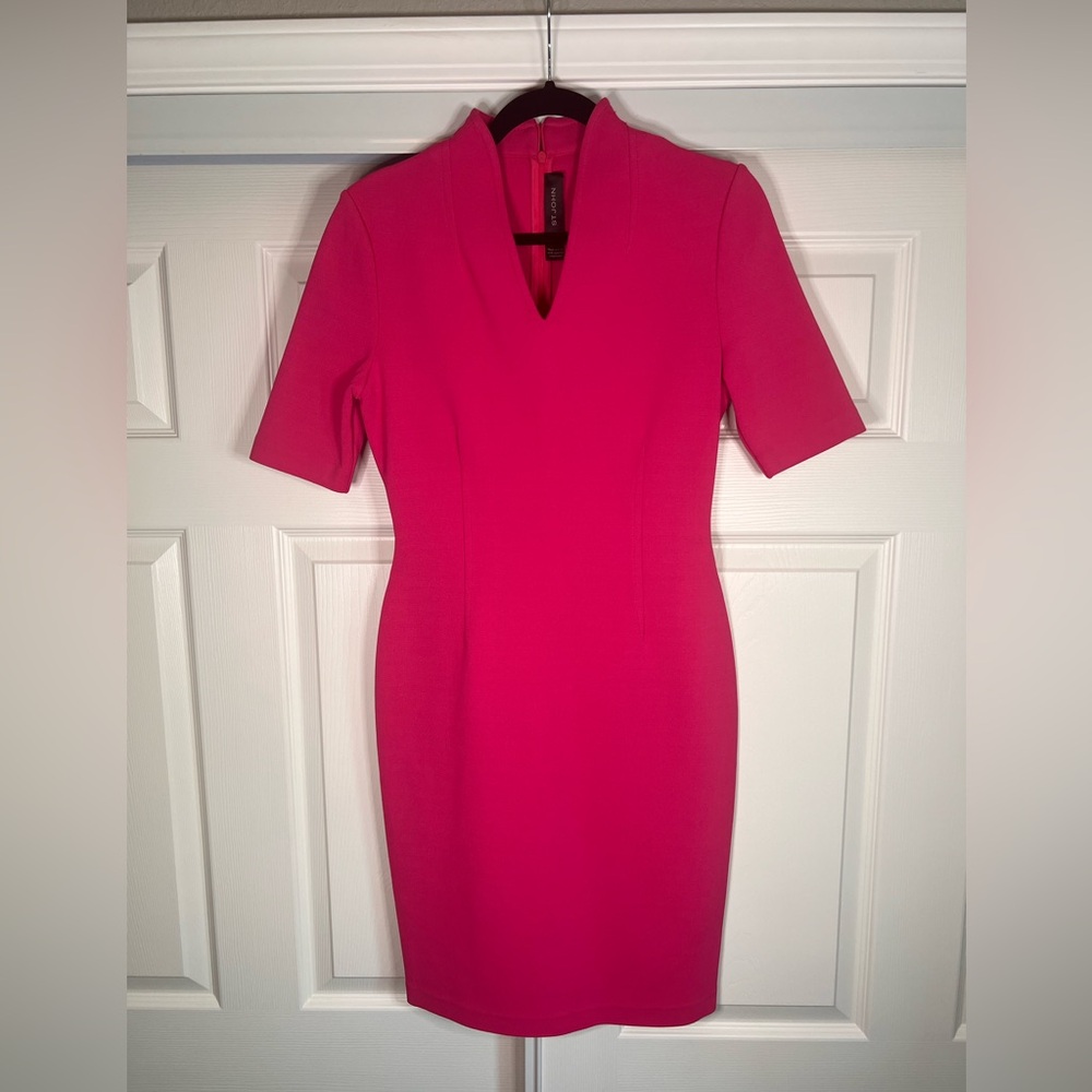 St. John Vibrant Pink Midi Dress